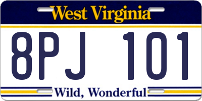 WV license plate 8PJ101