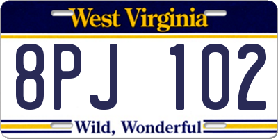 WV license plate 8PJ102
