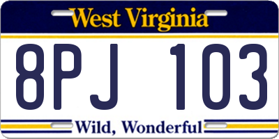 WV license plate 8PJ103
