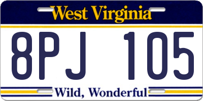 WV license plate 8PJ105