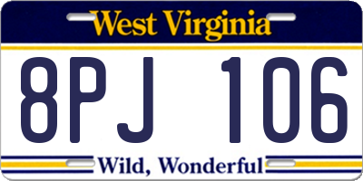 WV license plate 8PJ106