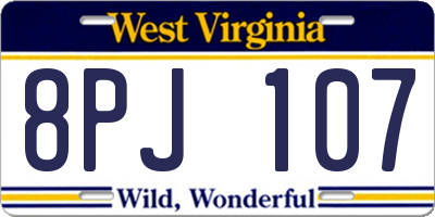 WV license plate 8PJ107