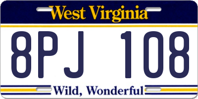 WV license plate 8PJ108