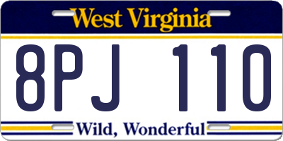 WV license plate 8PJ110