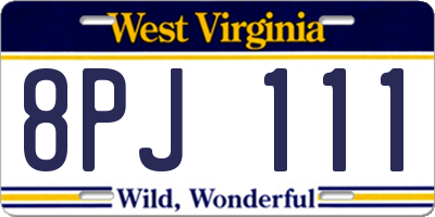 WV license plate 8PJ111