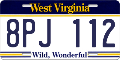 WV license plate 8PJ112