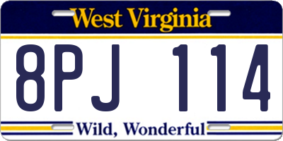 WV license plate 8PJ114