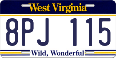 WV license plate 8PJ115