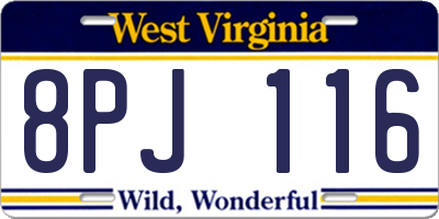 WV license plate 8PJ116