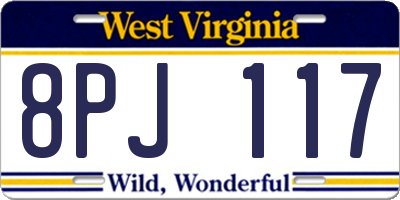 WV license plate 8PJ117