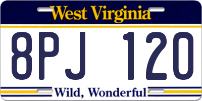 WV license plate 8PJ120