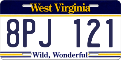 WV license plate 8PJ121
