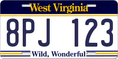 WV license plate 8PJ123