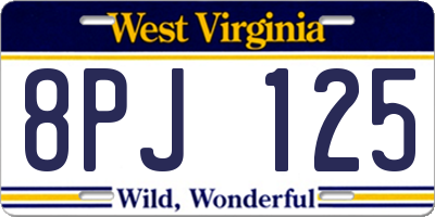 WV license plate 8PJ125