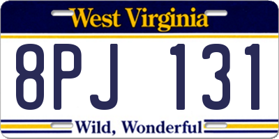 WV license plate 8PJ131