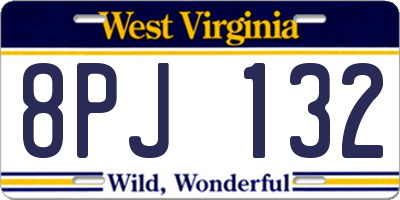 WV license plate 8PJ132