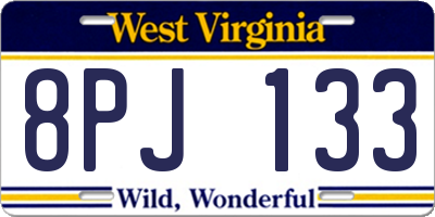 WV license plate 8PJ133