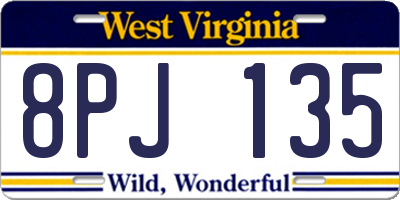 WV license plate 8PJ135