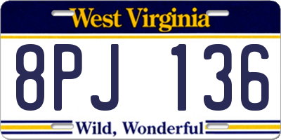 WV license plate 8PJ136