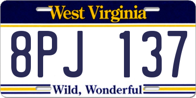 WV license plate 8PJ137