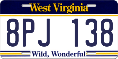 WV license plate 8PJ138