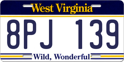 WV license plate 8PJ139