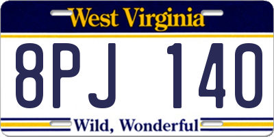 WV license plate 8PJ140