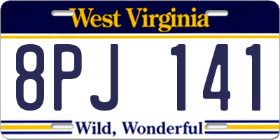 WV license plate 8PJ141