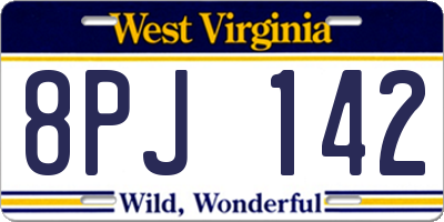WV license plate 8PJ142