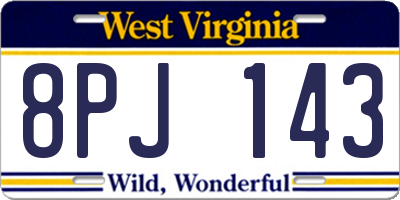 WV license plate 8PJ143