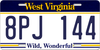 WV license plate 8PJ144