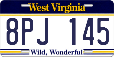 WV license plate 8PJ145