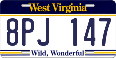 WV license plate 8PJ147