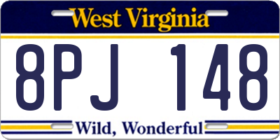 WV license plate 8PJ148