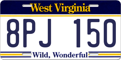 WV license plate 8PJ150