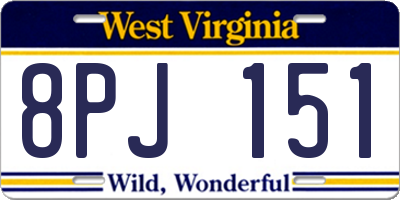 WV license plate 8PJ151