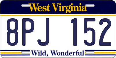 WV license plate 8PJ152