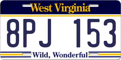WV license plate 8PJ153