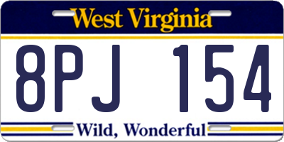 WV license plate 8PJ154