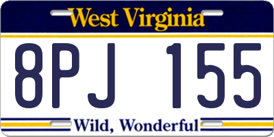 WV license plate 8PJ155