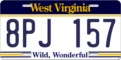 WV license plate 8PJ157