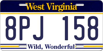 WV license plate 8PJ158