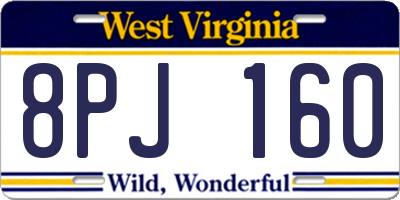 WV license plate 8PJ160