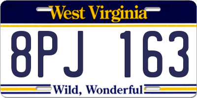 WV license plate 8PJ163