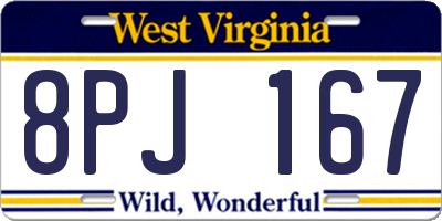 WV license plate 8PJ167