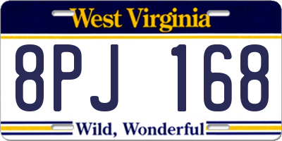 WV license plate 8PJ168