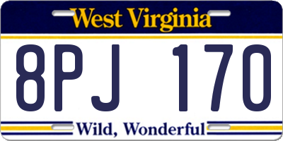 WV license plate 8PJ170
