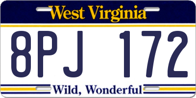 WV license plate 8PJ172
