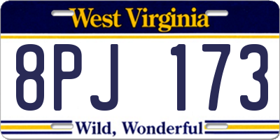 WV license plate 8PJ173
