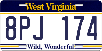 WV license plate 8PJ174